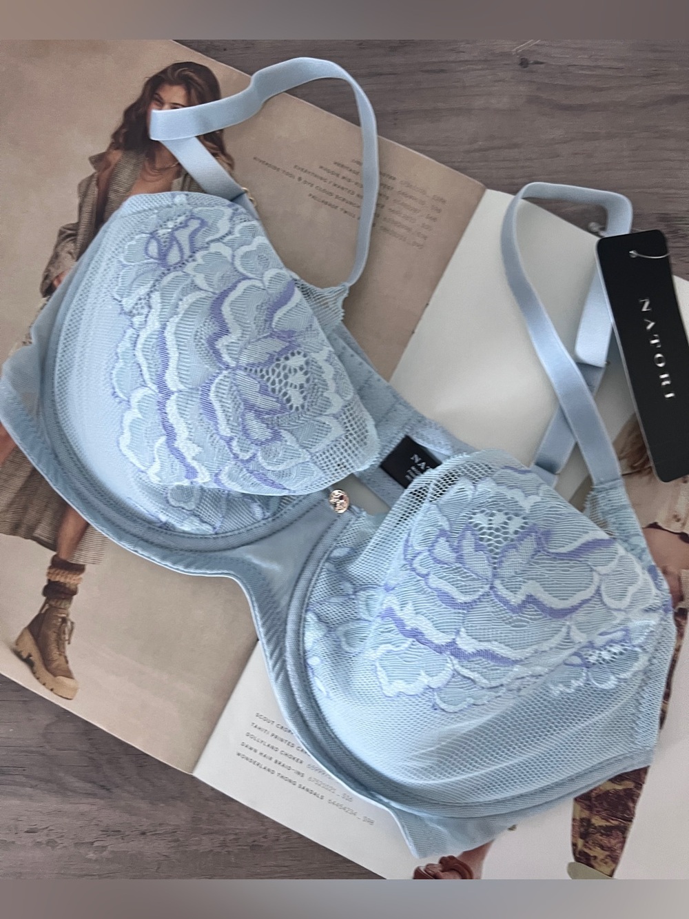 Natori Light Blue Lace Underwire Bra